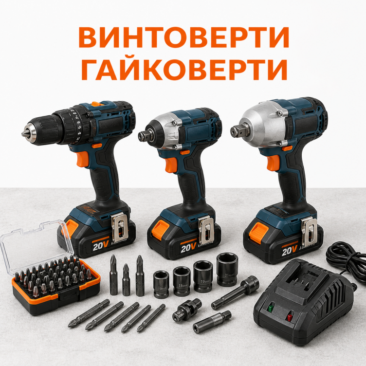 Професионални акумулаторни винтоверти и гайковерти – 18V и 20V литиево-йонни системи